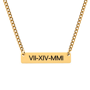 Horizontal Bar Necklace • Engraved • 18K Gold Plated