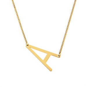 Sideways Initial Necklace • 18K Gold Plated