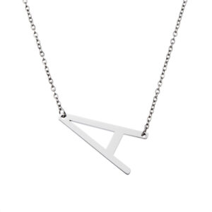 Sideways Initial Necklace • 316L Stainless Steel