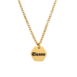 Name Pendant • Hexagon Engraved • 18K Gold Plated