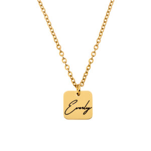 Name Pendant • Square Engraved • 18K Gold Plated