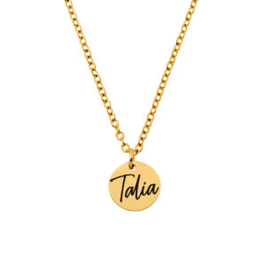 Name Pendant • Round Engraved • 18K Gold Plated
