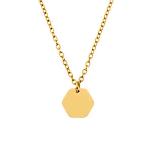 Artwork Pendant • Hexagon Engraved • 18K Gold Plated