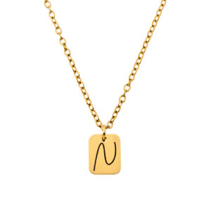 Initial Pendant • Rectangle Engraved • 18K Gold Plated