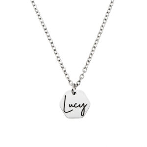 Name Pendant • Hexagon Engraved • 316L Stainless Steel