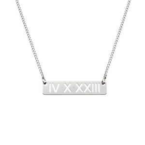 Roman Numeral Cutout Necklace • 316L Stainless Steel